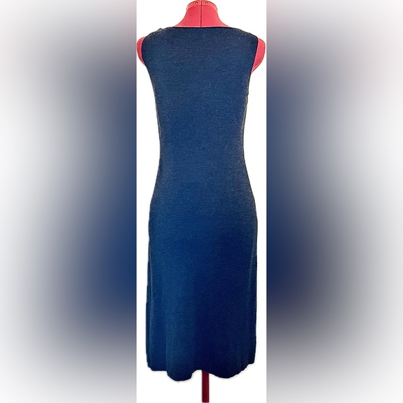 🔥 Eileen Fisher | Charcoal Gray Italian Merino Wool Knit Sleeveless Dress XS - Picture 3 of 7